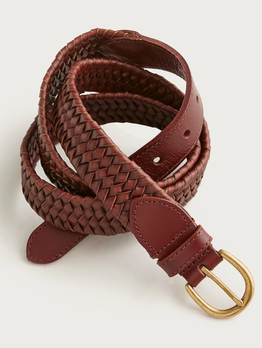 J. Crew Woven Elasticated Italian Leather Belt - Dark Walnut
